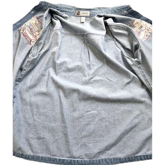 Vintage‎ Passion-I EUC Route 66 Short Sleeve Denim Women Shirt Hot Rod Medium - Picture 10 of 11